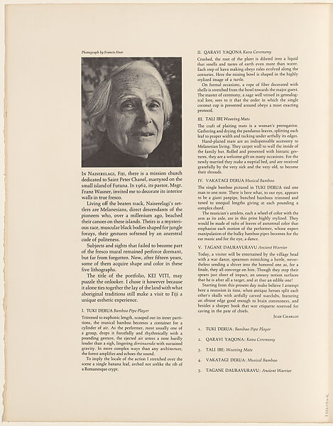 Kei Viti (Melanesian Images), Jean Charlot (French, Paris 1898–1979 Honolulu, Hawaii), Portfolio of five color lithographs