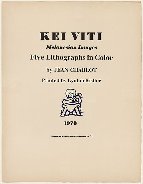 Kei Viti (Melanesian Images), Jean Charlot (French, Paris 1898–1979 Honolulu, Hawaii), Portfolio of five color lithographs 