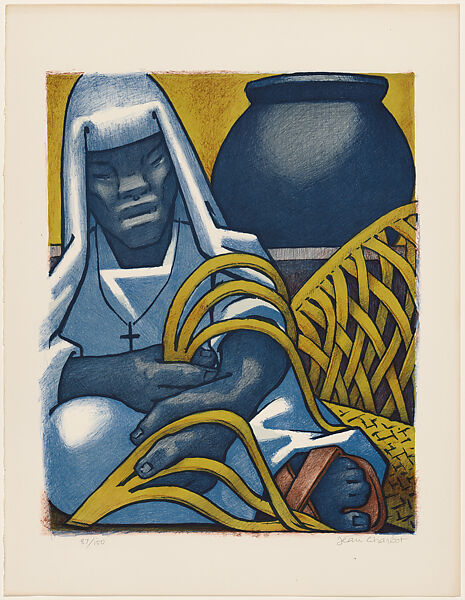 Plate 3: Weaving mats (Tali Ibe), Jean Charlot (French, Paris 1898–1979 Honolulu, Hawaii), Color lithograph 