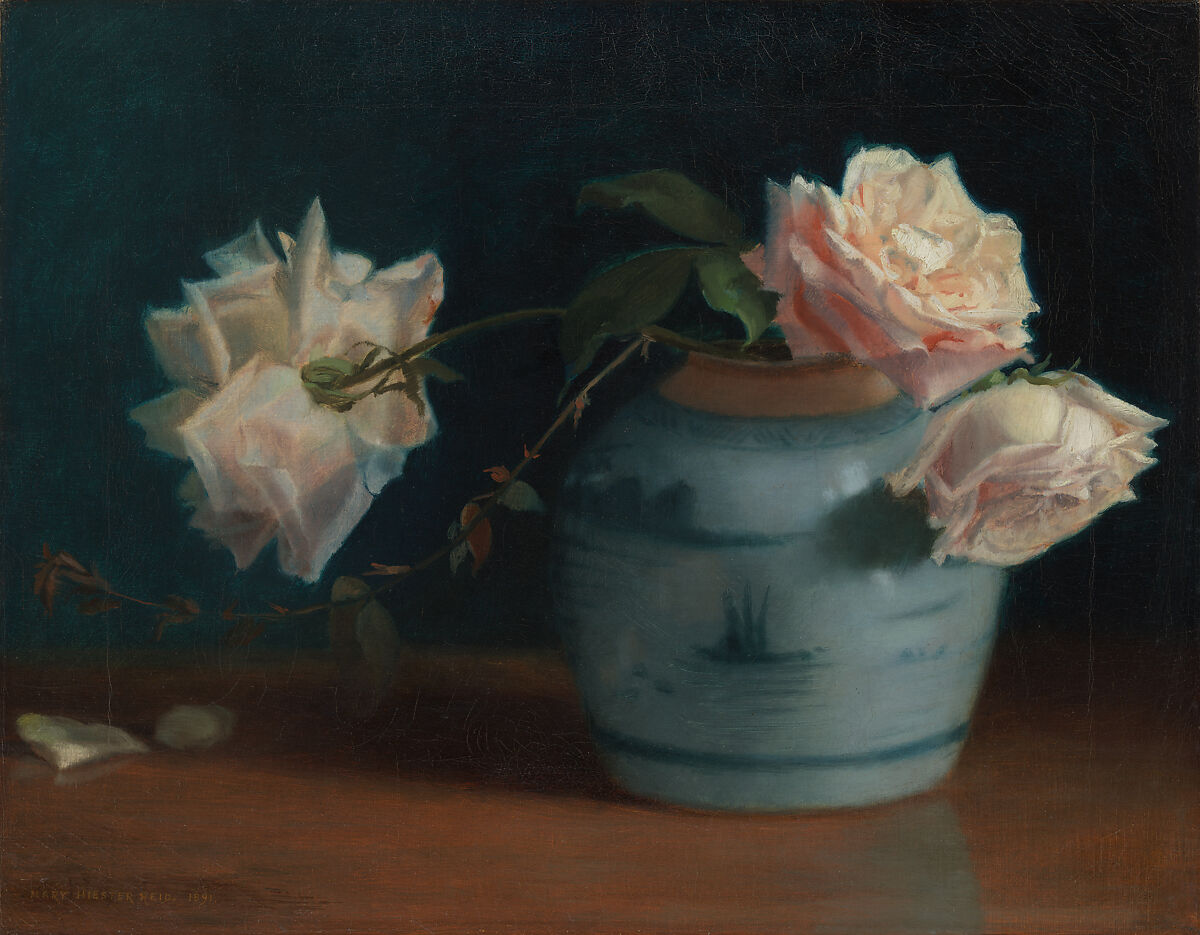 Roses in a Vase, Mary Hiester Reid (1854–1921), Oil on canvas 