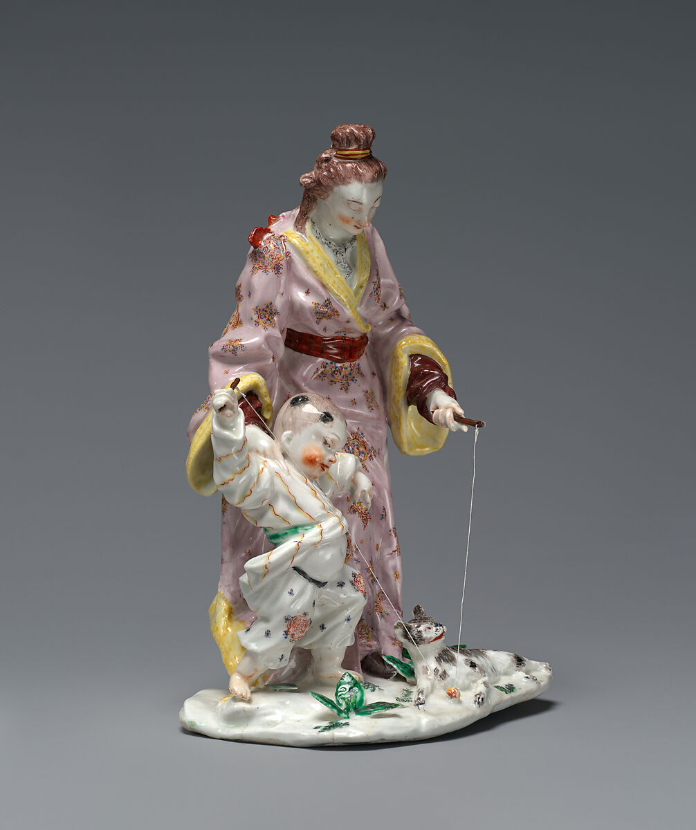 Mother and Child, based on the print, “Le mérite de tout pais”, Chelsea Porcelain Manufactory (British, 1744–1784), Soft-paste porcelain with polychrome enamel decoration, British, Chelsea