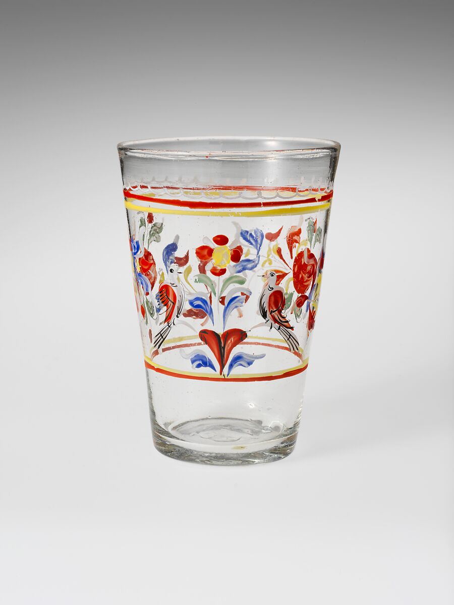 Tumbler, Non-lead glass with enamel decoration 