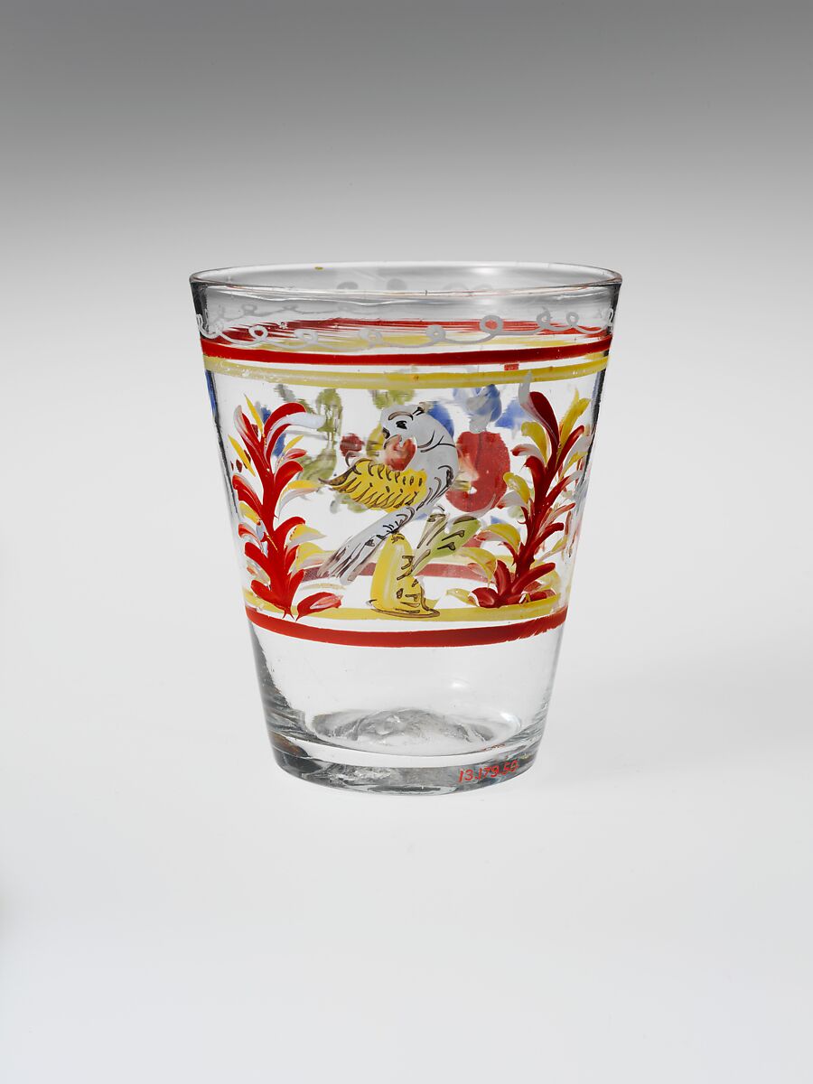 Tumbler, Non-lead glass with enamel decoration 