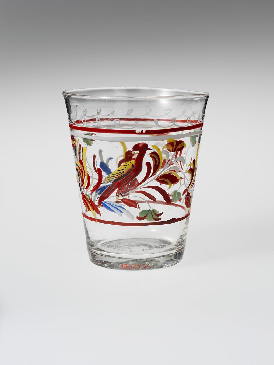 Tumbler, Non-lead glass with enamel decoration 