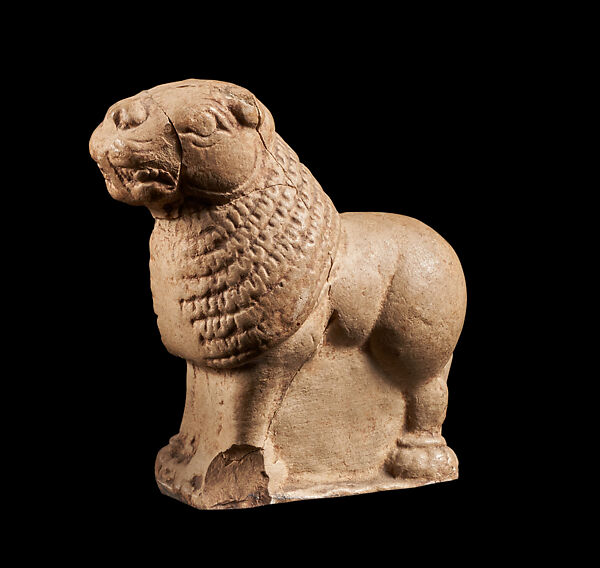 Lion figurine, Double-molded clay, India, Kondapur, Medak district, Telangana