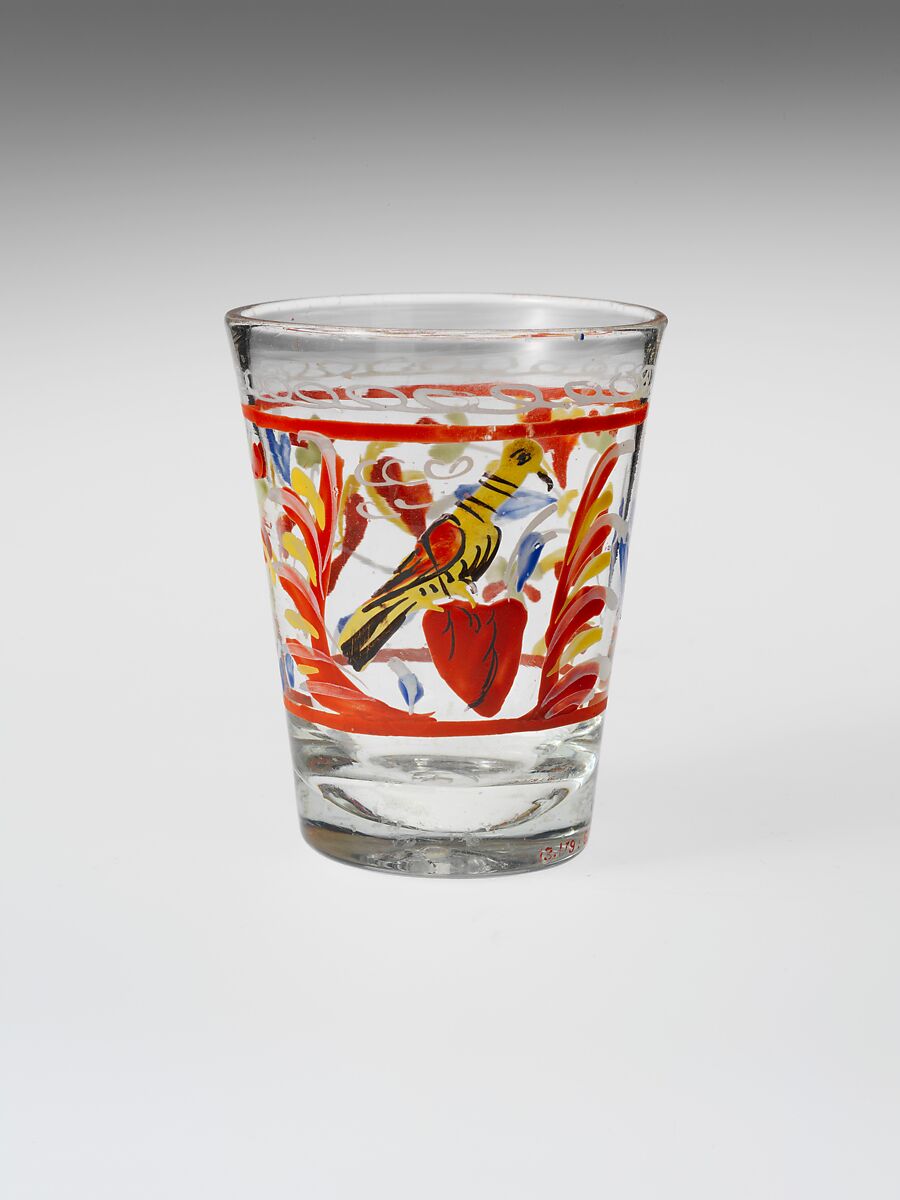 Tumbler, Non-lead glass with enamel decoration 