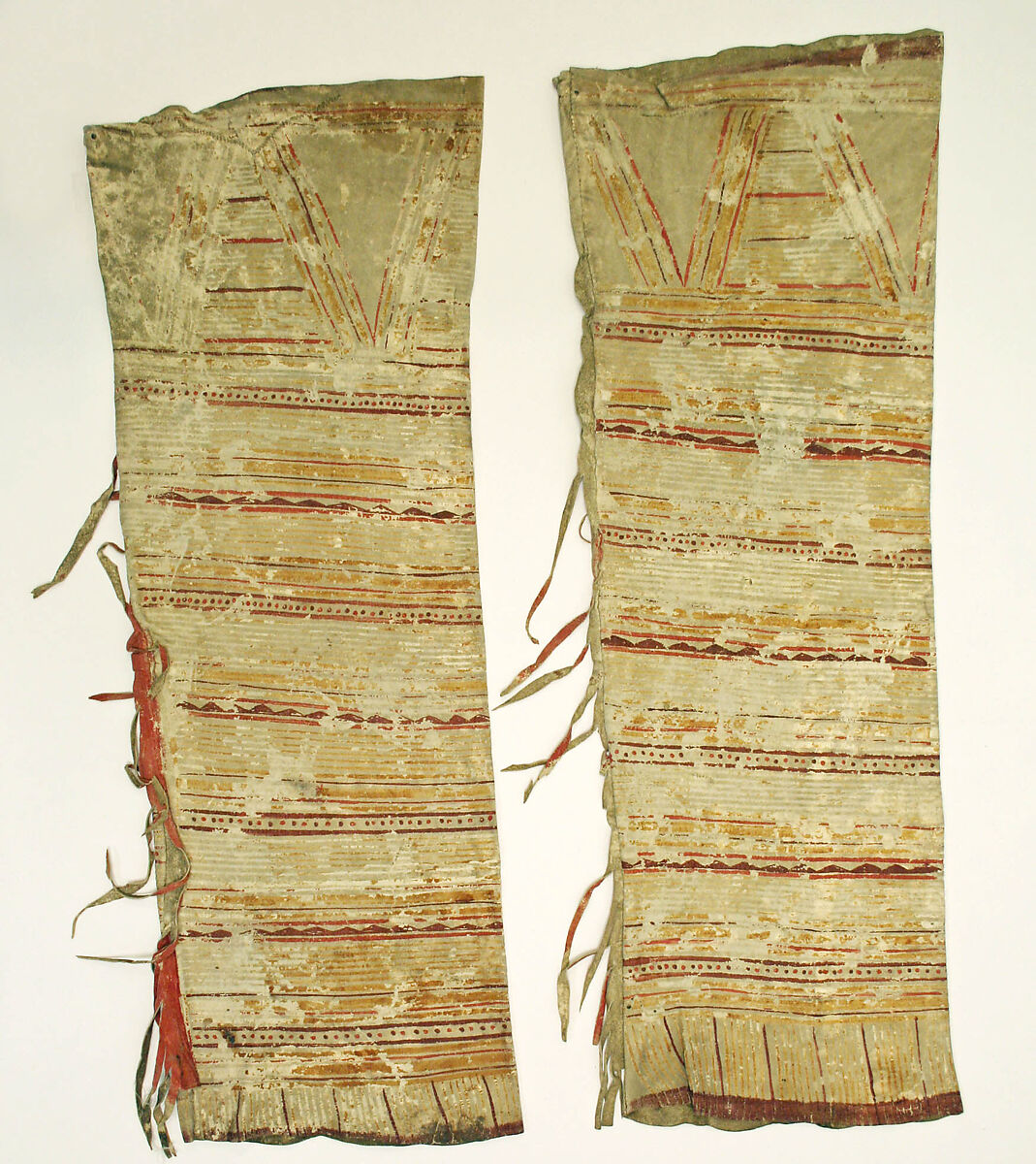 Ensemble, Tanned leather, sinew, and pigment, Innu/Naskapi, Native American