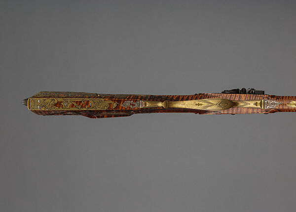 Flintlock Longrifle, John C. Ennis III (American, b. 1947), Wood (maple), steel, silver, gold, brass, American, Council, Idaho