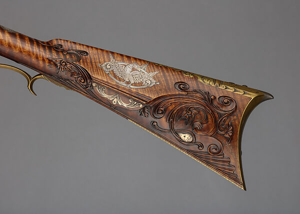 Flintlock Longrifle, John C. Ennis III (American, b. 1947), Wood (maple), steel, silver, gold, brass, American, Council, Idaho