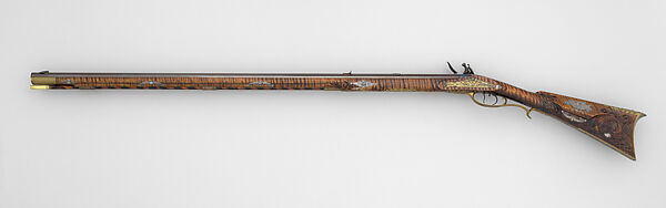 Flintlock Longrifle, John C. Ennis III (American, b. 1947), Wood (maple), steel, silver, gold, brass, American, Council, Idaho