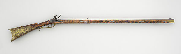 Flintlock Longrifle, John C. Ennis III (American, b. 1947), Wood (maple), steel, silver, gold, brass, American, Council, Idaho