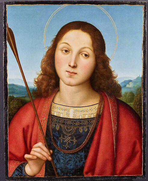 Saint Sebastian in Half Length, Raphael (Raffaello Sanzio or Santi)  Italian, Tempera grassa and oil, with gold highlights, on wood