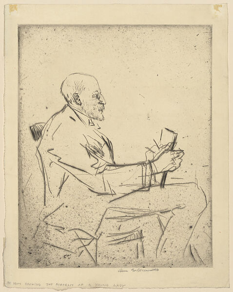 Mr. Yeats Drawing the Portrait of a Young Lady, Anne Goldthwaite (American, Montgomery, Alabama 1869–1944 New York), Etching 