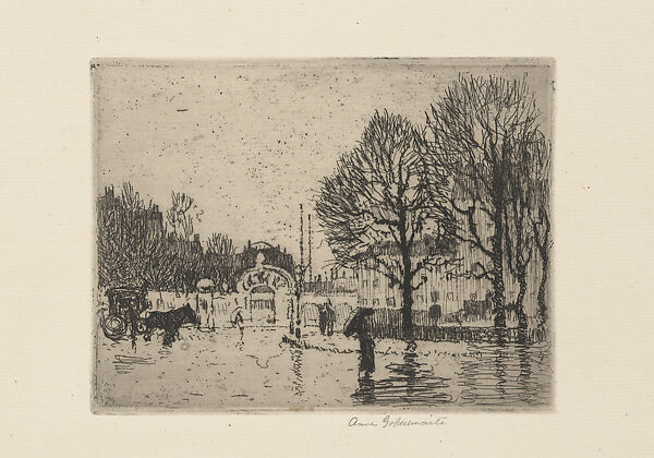 Paris in the Rain - Door of the Bal Bullier, Anne Goldthwaite (American, Montgomery, Alabama 1869–1944 New York), Etching 