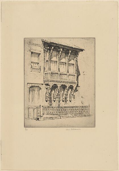 Doorway and Balcony at Number 7 East 19th Street, New York City, Anne Goldthwaite (American, Montgomery, Alabama 1869–1944 New York), Etching 