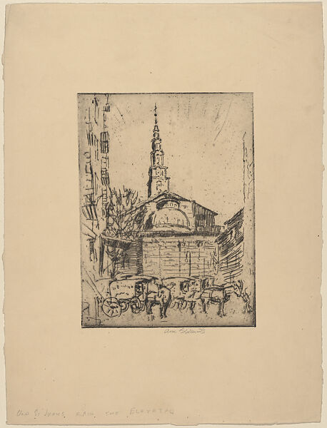 Old St. Johns from the Elevated, Anne Goldthwaite (American, Montgomery, Alabama 1869–1944 New York), Etching 