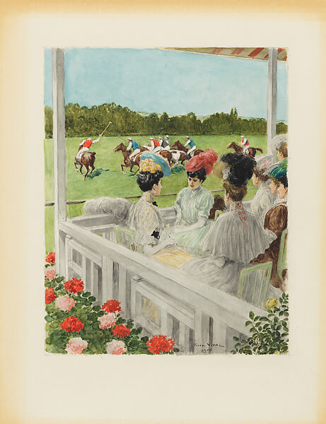 Polo at Bagatelle (Bagatelle Le Polo), Marie-Louis-Pierre Vidal (French, Tours, 1849–1929 (?)), Watercolor over graphite 