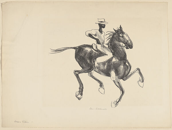 Horse and Rider, Anne Goldthwaite (American, Montgomery, Alabama 1869–1944 New York), Lithograph 