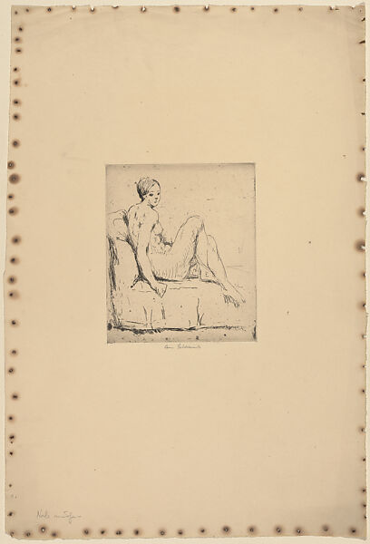 Nude on Sofa, Anne Goldthwaite (American, Montgomery, Alabama 1869–1944 New York), Etching 