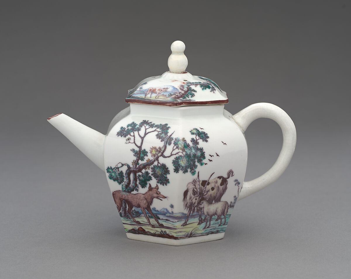 Teapot, Chelsea Porcelain Manufactory (British, 1744–1784), Soft-paste porcelain, British, Chelsea 