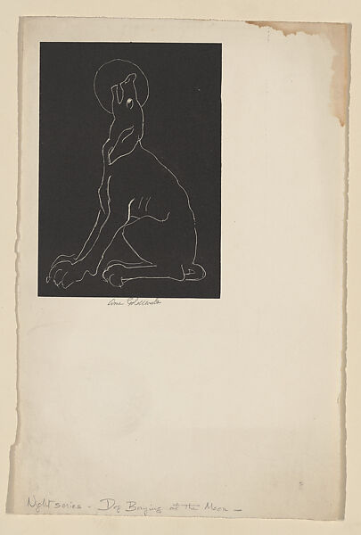 Dog Baying at the Moon, from "Night Series", Anne Goldthwaite (American, Montgomery, Alabama 1869–1944 New York), Lithograph 