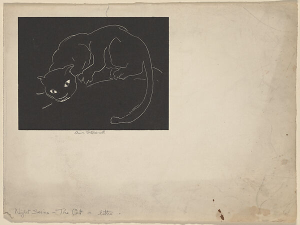 The Cat, from "Night Series", Anne Goldthwaite (American, Montgomery, Alabama 1869–1944 New York), Lithograph 
