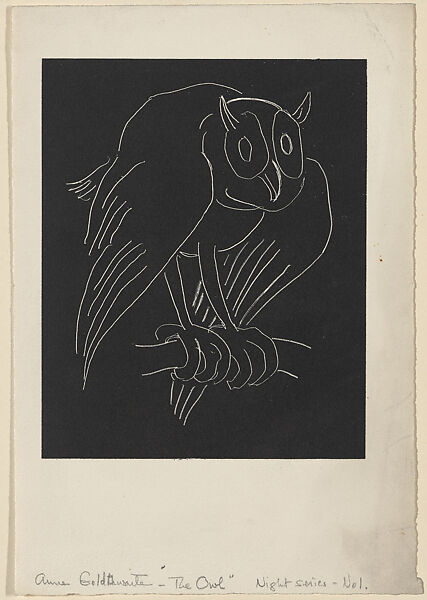 The Owl, from "Night Series", Anne Goldthwaite (American, Montgomery, Alabama 1869–1944 New York), Lithograph 