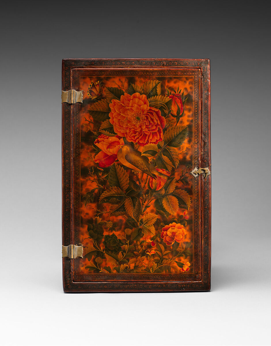 Mirror Case, Aqa Ahmad, Pasteboard, papier-maché; opaque watercolor, gilded, and lacquered
