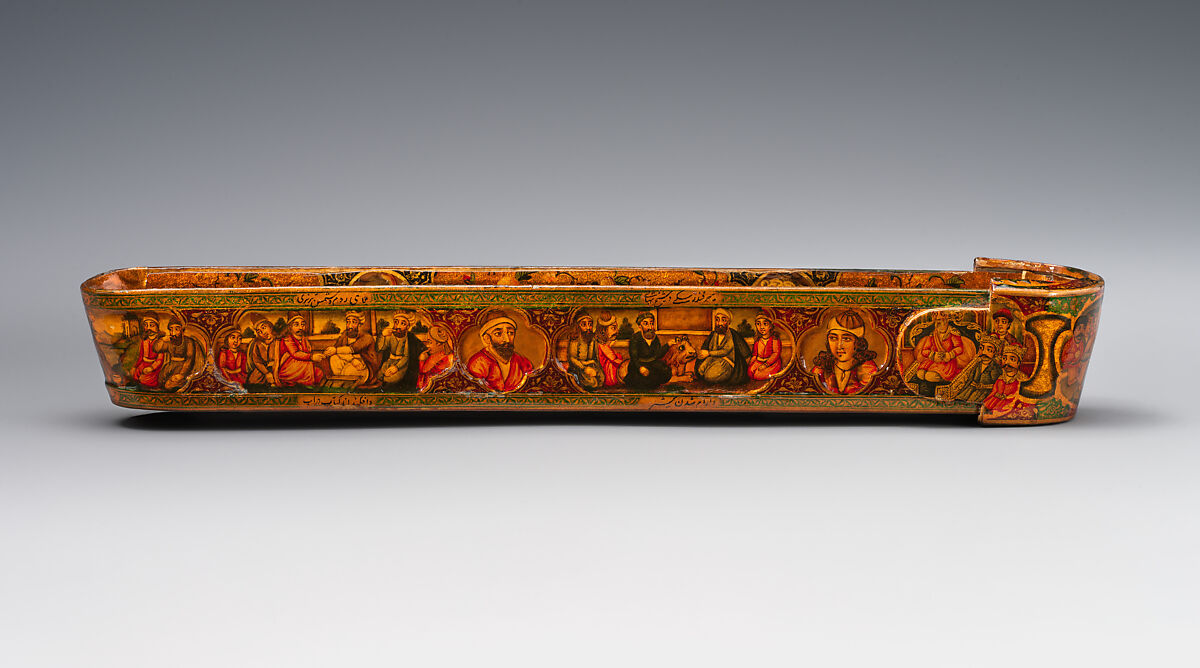 Lacquer Pen Box with Royal Audience Scenes, Sani' Humayun (Iranian), Papier-maché; painted, gilded, and varnished