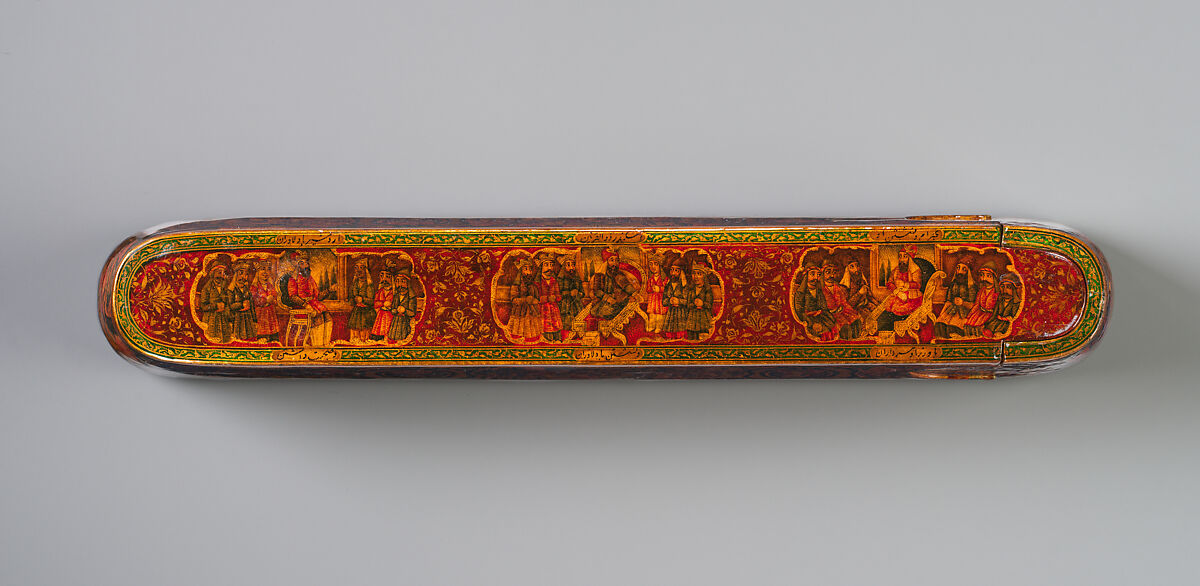 Lacquer Pen Box with Royal Audience Scenes, Sani' Humayun (Iranian), Papier-maché; painted, gilded, and varnished