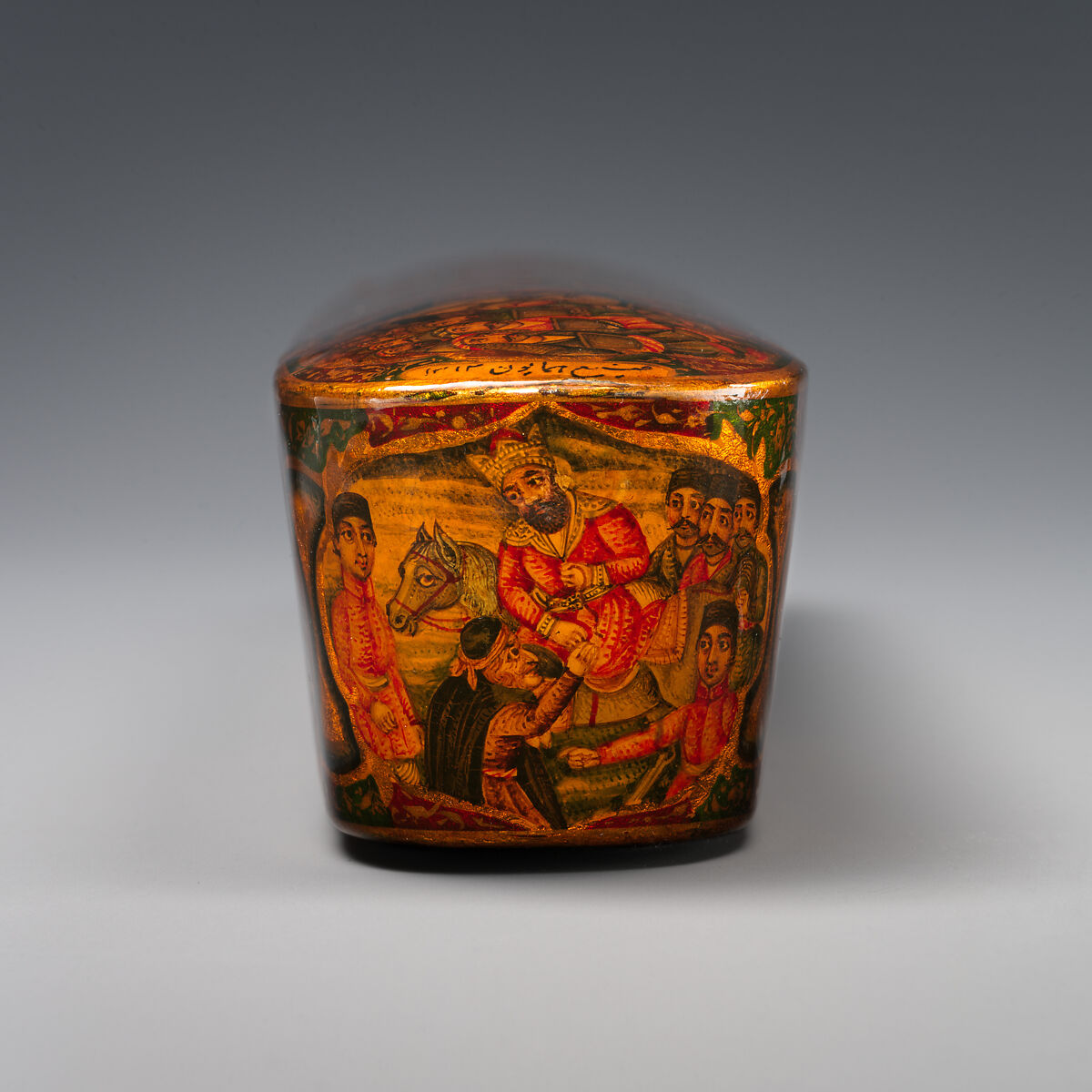 Lacquer Pen Box with Royal Audience Scenes, Sani' Humayun (Iranian), Papier-maché; painted, gilded, and varnished