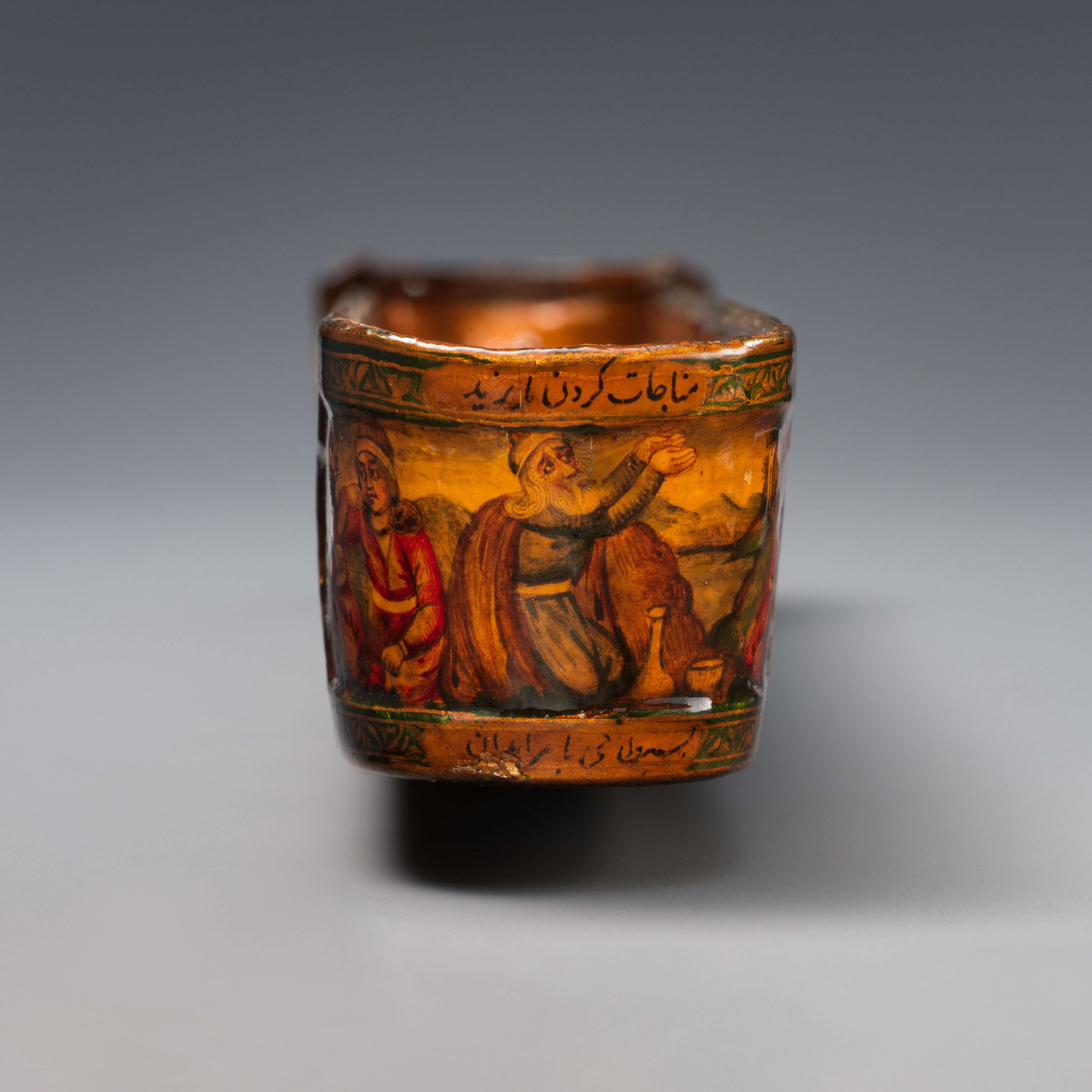 Lacquer Pen Box with Royal Audience Scenes, Sani' Humayun (Iranian), Papier-maché; painted, gilded, and varnished