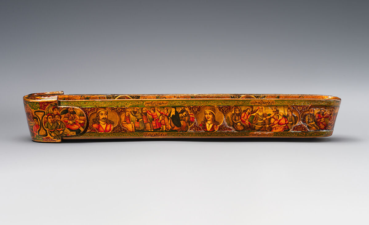 Lacquer Pen Box with Royal Audience Scenes, Sani' Humayun (Iranian), Papier-maché; painted, gilded, and varnished