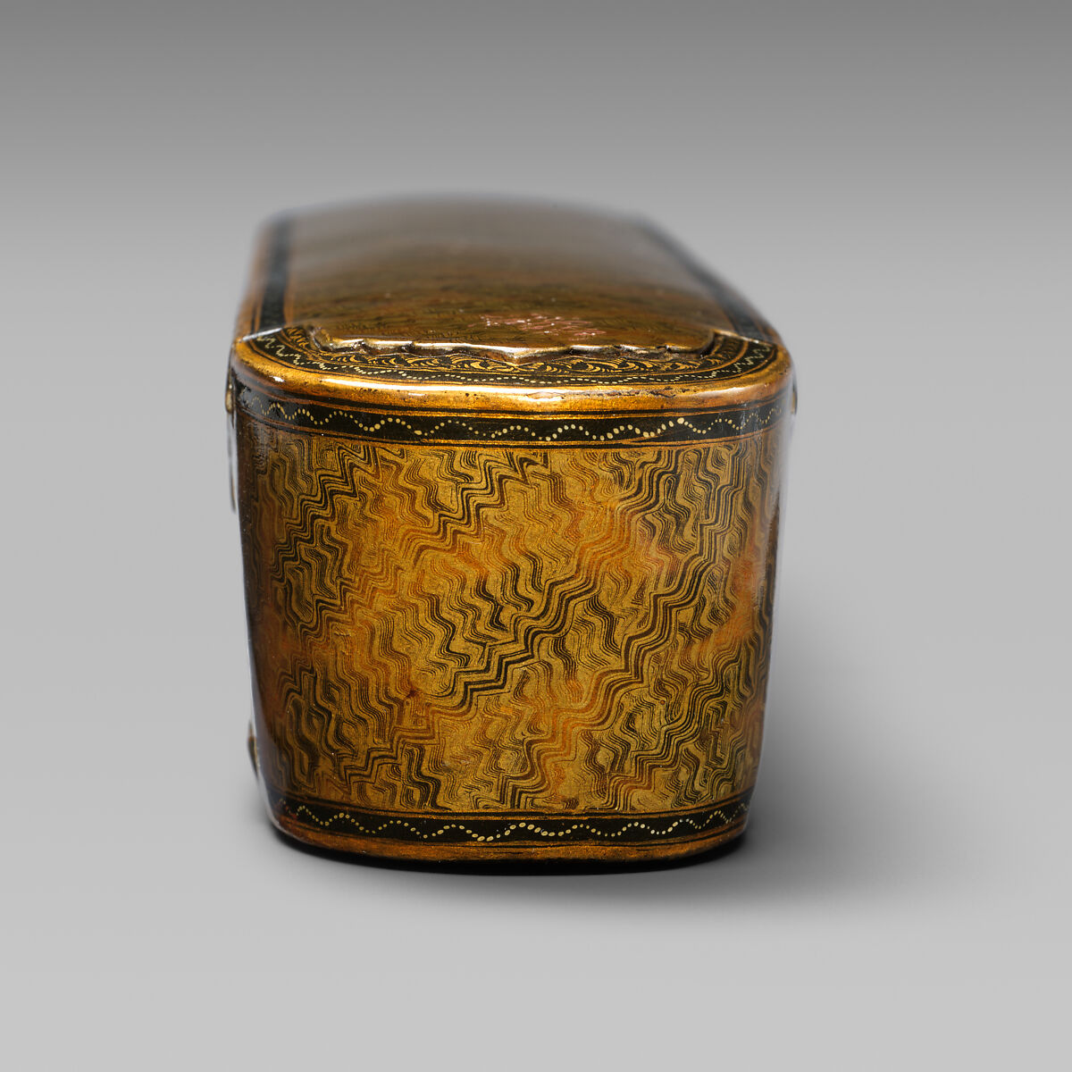 Pen Box with Marbled Design, Rajab 'Ali, Papier-maché; painted, gilded, and varnished