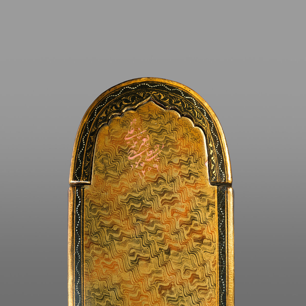 Pen Box with Marbled Design, Rajab 'Ali, Papier-maché; painted, gilded, and varnished