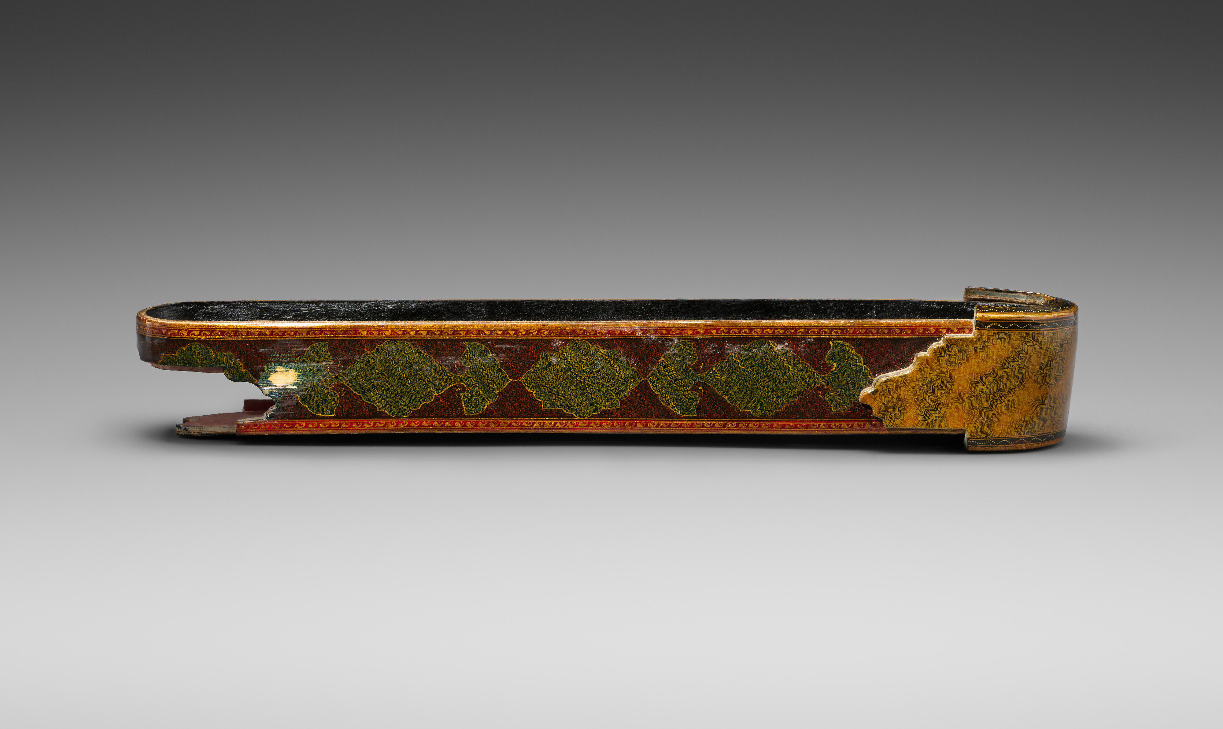 Pen Box with Marbled Design, Rajab 'Ali, Papier-maché; painted, gilded, and varnished