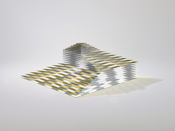 Untitled (gold layered step pyramid), Fred Eversley  American, Clear acrylic and gold-plated aluminum
