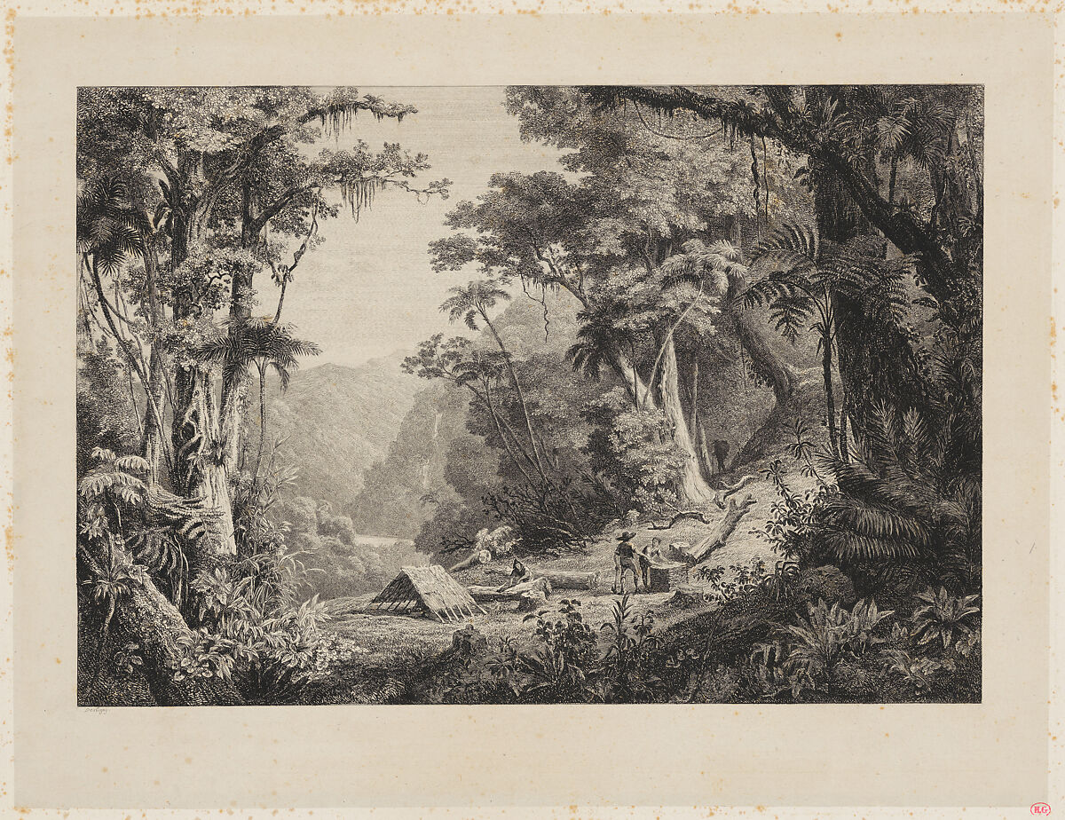 Valley of San Juan del Oro (Harvesting Cinchona Bark), Charles-François Daubigny (French, Paris 1817–1878 Paris), Etching on chine collé; first state of two 