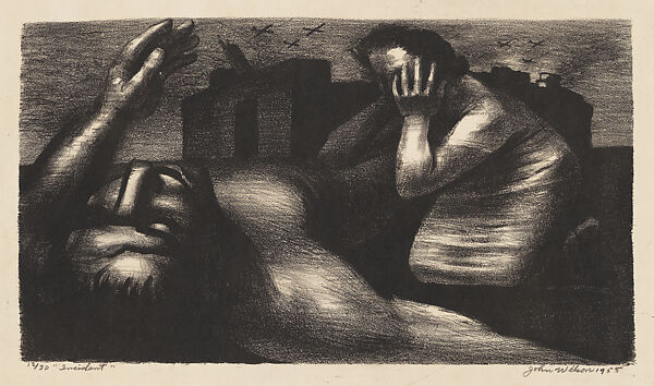 Incident, John Wilson (American, Roxbury, Massachusetts 1922–2015 Brookline, Massachusetts), Lithograph; first state 