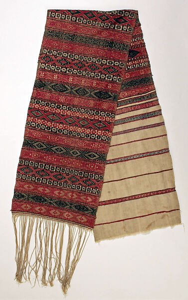 Ensemble, cotton, silk, silver, glass, Bhutanese