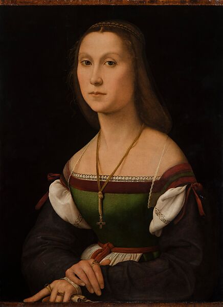 Portrait of a Woman in Three-Quarter Length (La Muta), Raphael (Raffaello Sanzio or Santi)  Italian, Oil on limewood