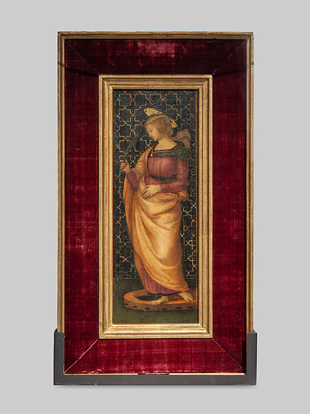 Saint Catherine (obverse); Fictive Colored Marble with Inscription (reverse), Raphael (Raffaello Sanzio or Santi)  Italian, Tempera grassa and oil, with touches of gold, on wood