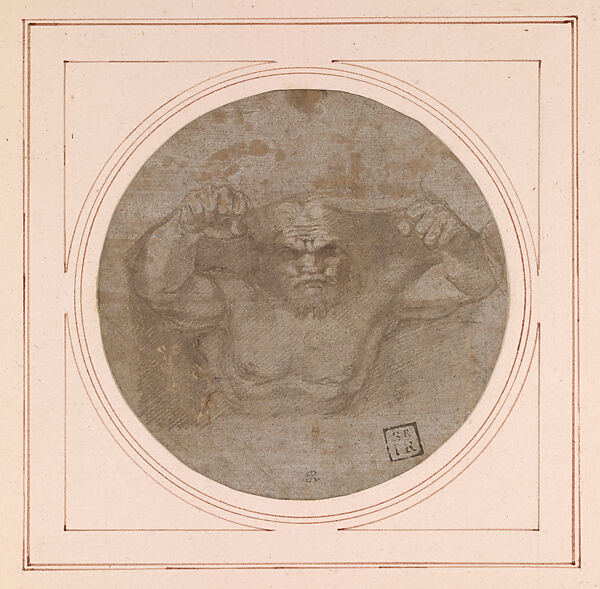 Allegorical Personification of an Earthquake (Il Terremoto) (Study for Saint Paul in Prison, from the Acts of the Apostles Tapestry Series), Raphael (Raffaello Sanzio or Santi)  Italian, Metalpoint, highlighted with white gouache, on paper prepared gray