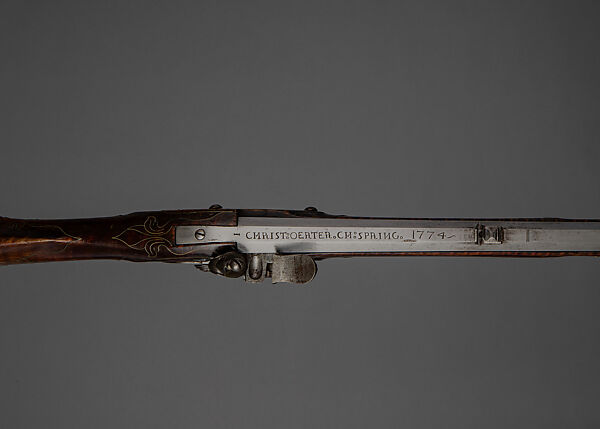 Flintlock Longrifle, Johann Christian Oerter (American, Christian's Spring, Pennsylvania, 1747–1777), Wood, steel, brass, American, Christian's Spring, Pennsylvania