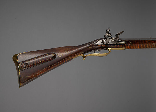 Flintlock Longrifle, Johann Christian Oerter (American, Christian's Spring, Pennsylvania, 1747–1777), Wood, steel, brass, American, Christian's Spring, Pennsylvania