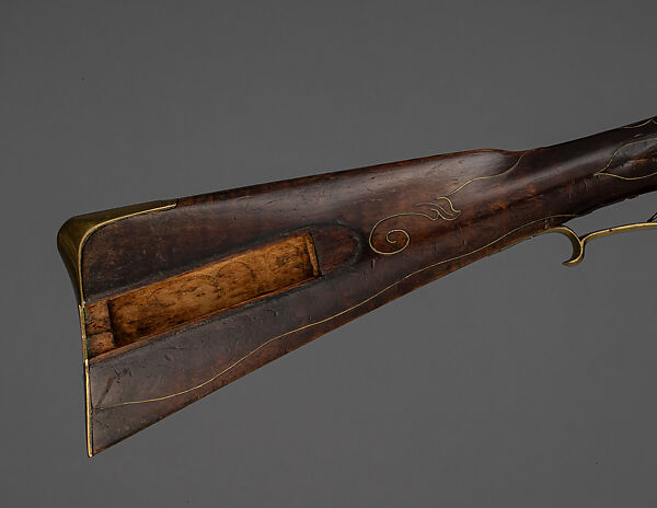 Flintlock Longrifle, Johann Christian Oerter (American, Christian's Spring, Pennsylvania, 1747–1777), Wood, steel, brass, American, Christian's Spring, Pennsylvania