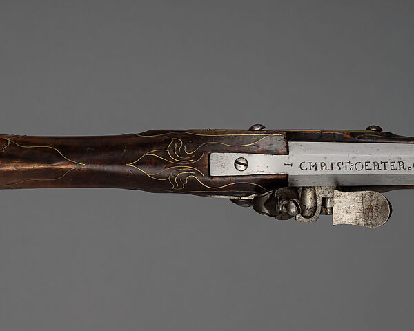 Flintlock Longrifle, Johann Christian Oerter (American, Christian's Spring, Pennsylvania, 1747–1777), Wood, steel, brass, American, Christian's Spring, Pennsylvania
