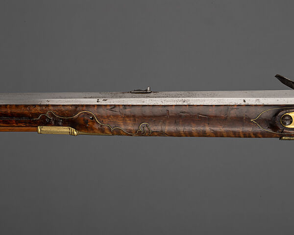 Flintlock Longrifle, Johann Christian Oerter (American, Christian's Spring, Pennsylvania, 1747–1777), Wood, steel, brass, American, Christian's Spring, Pennsylvania