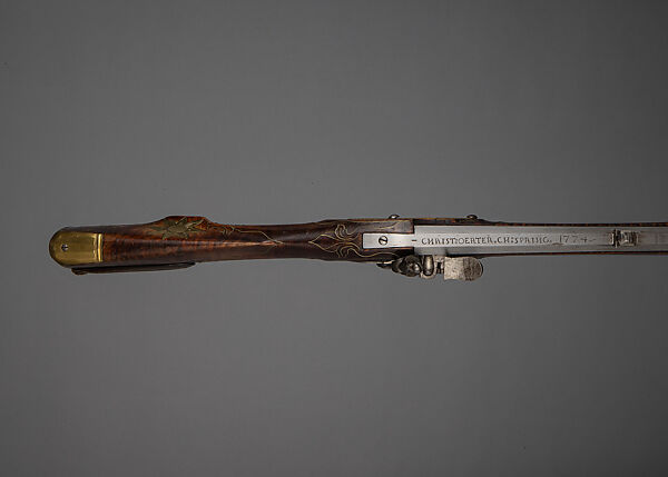 Flintlock Longrifle, Johann Christian Oerter (American, Christian's Spring, Pennsylvania, 1747–1777), Wood, steel, brass, American, Christian's Spring, Pennsylvania