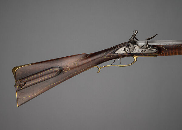 Flintlock Longrifle, Johann Christian Oerter (American, Christian's Spring, Pennsylvania, 1747–1777), Wood, steel, brass, American, Christian's Spring, Pennsylvania